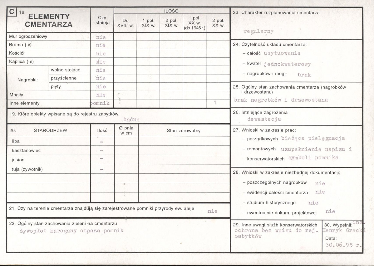 KC - Karta cmentarza, skan nr 2