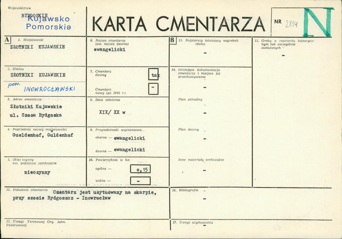 KC - Karta cmentarza, skan nr 1