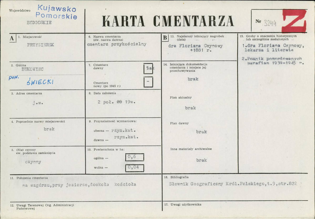 KC - Karta cmentarza, skan nr 1