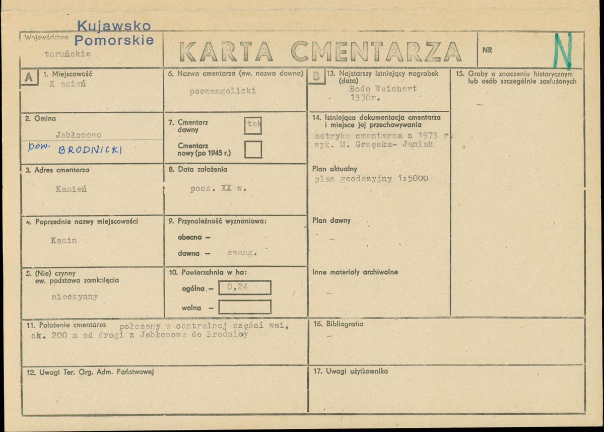 KC - Karta cmentarza, skan nr 1