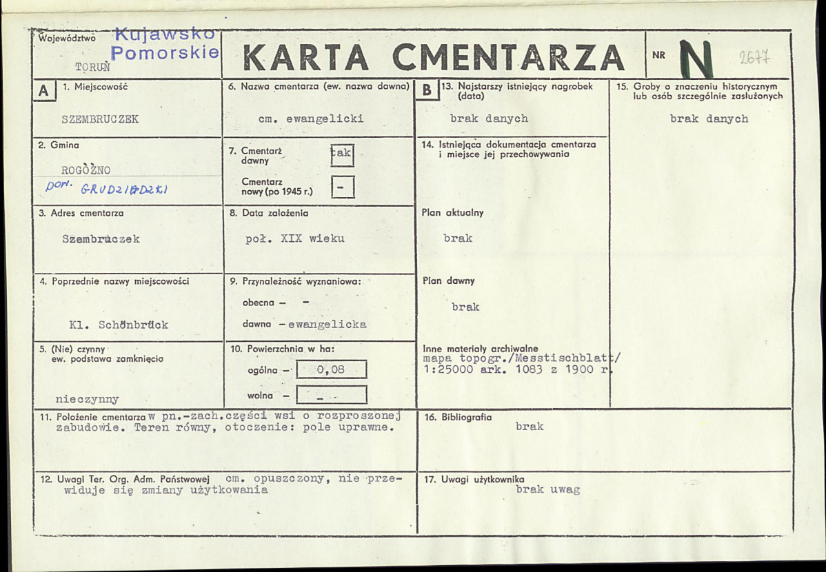 KC - Karta cmentarza, skan nr 1