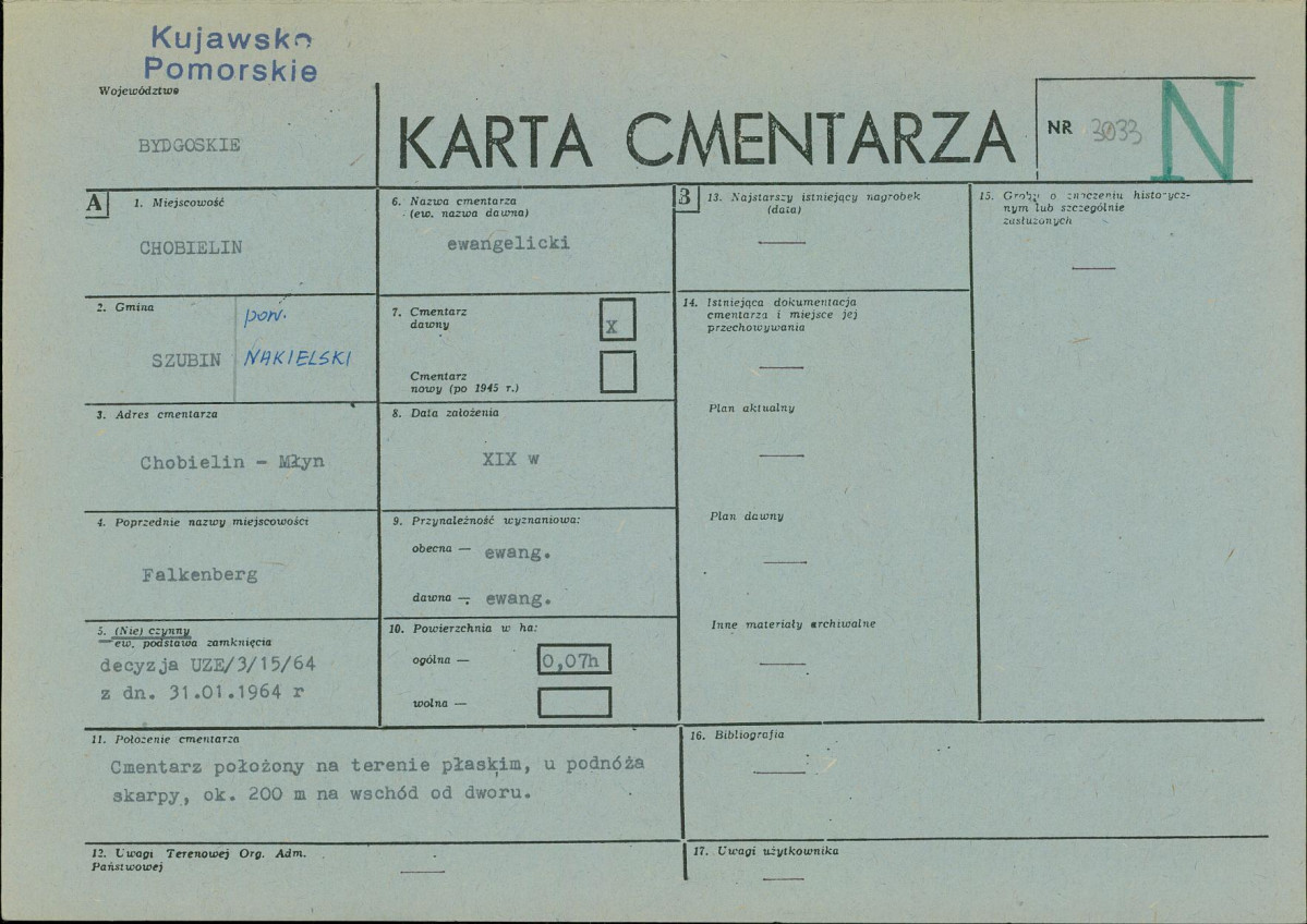 KC - Karta cmentarza, skan nr 1