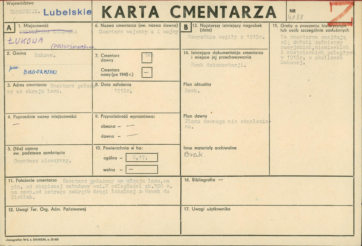 KC - Karta cmentarza, skan nr 1