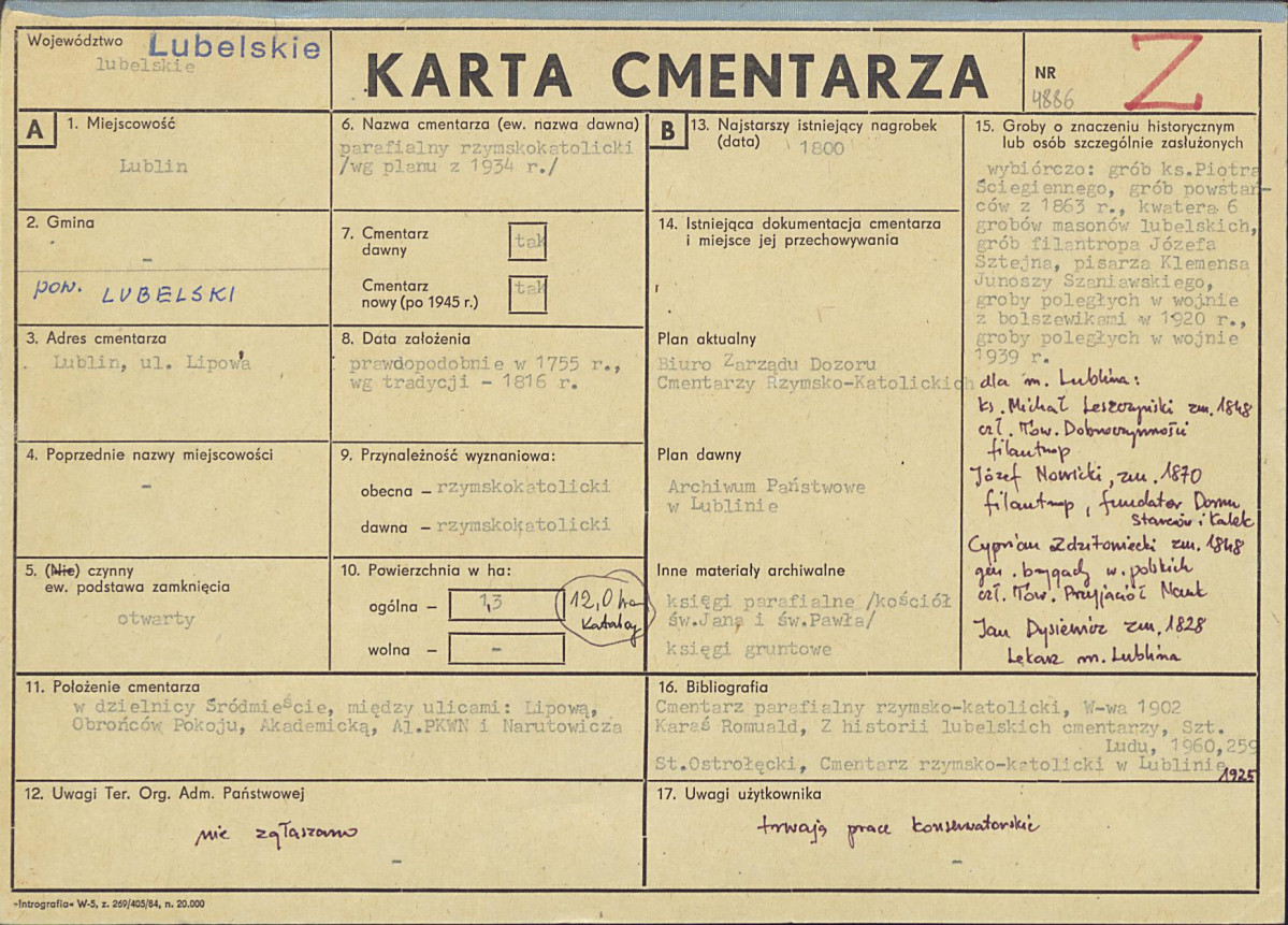 Karta cmentarza, skan nr 1