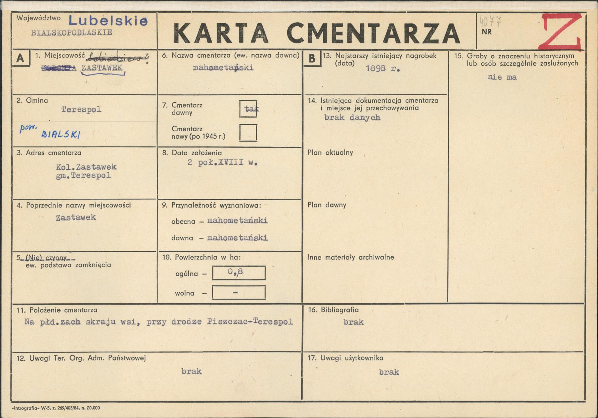 Karta cmentarza, skan nr 1