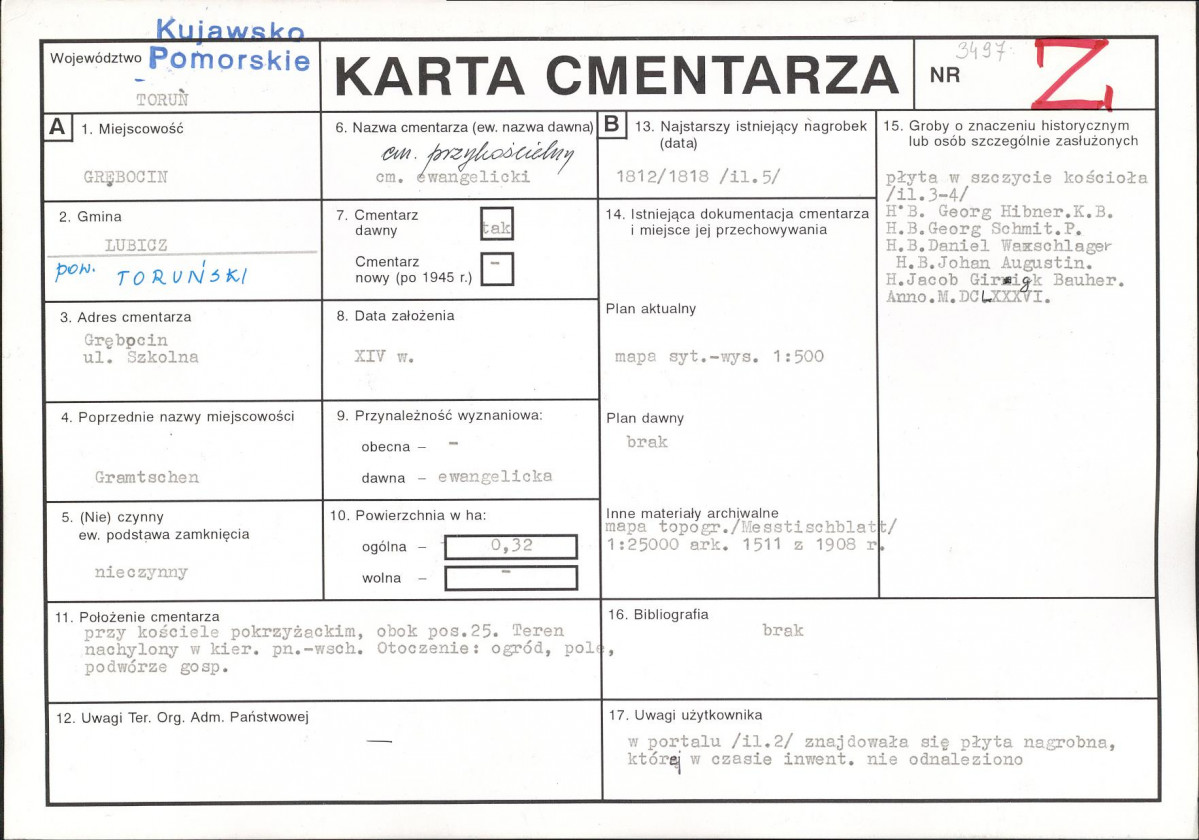 KC - Karta cmentarza, skan nr 1