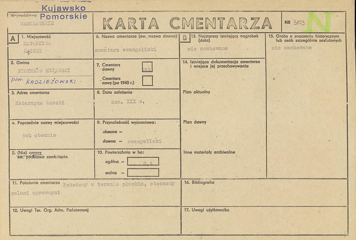 KC - Karta cmentarza, skan nr 1