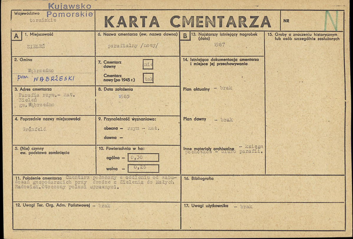 KC - Karta cmentarza, skan nr 1