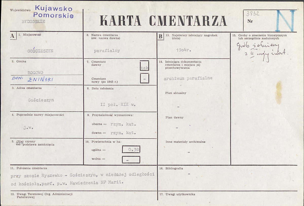 KC - Karta cmentarza, skan nr 1