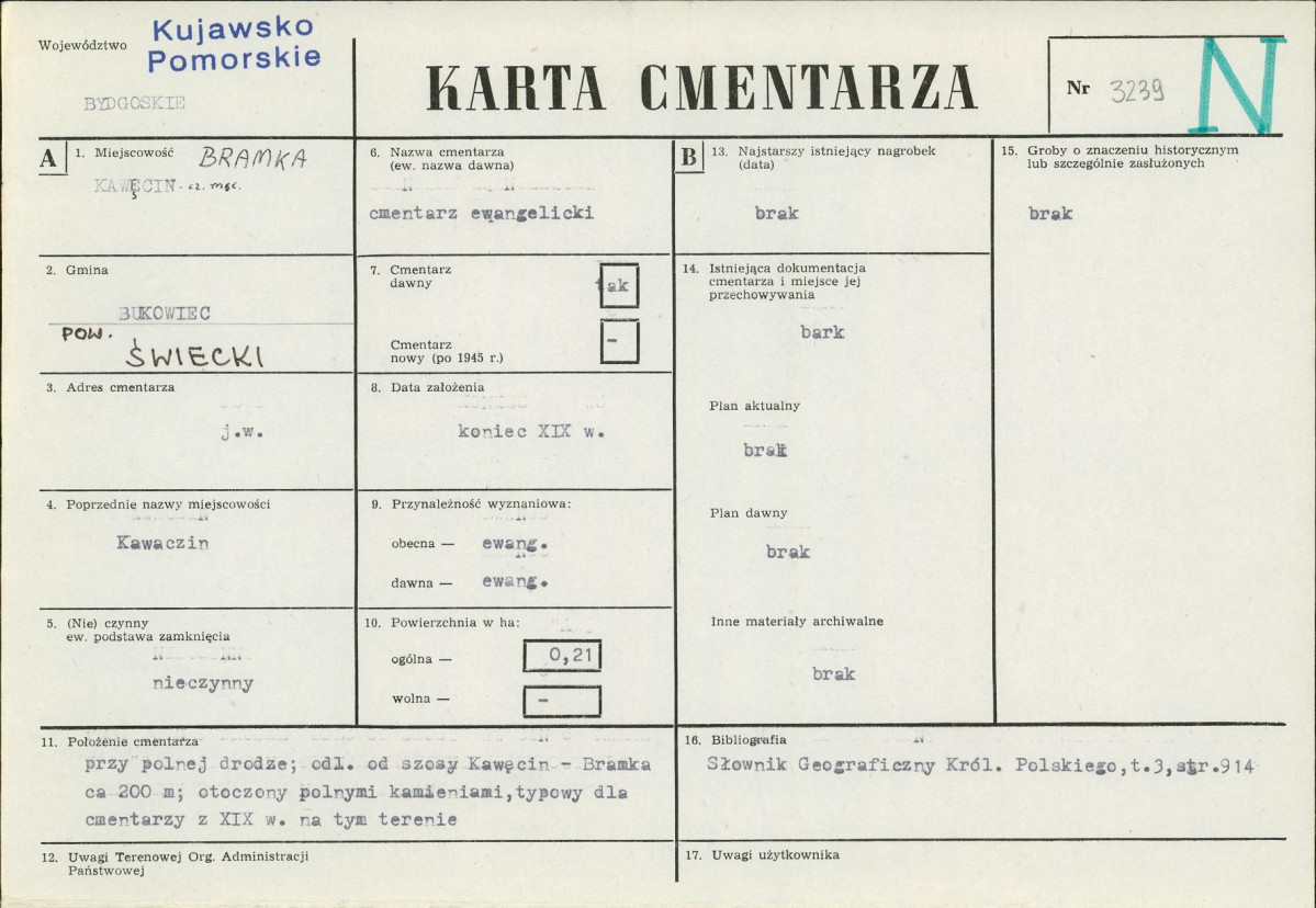 KC - Karta cmentarza, skan nr 1