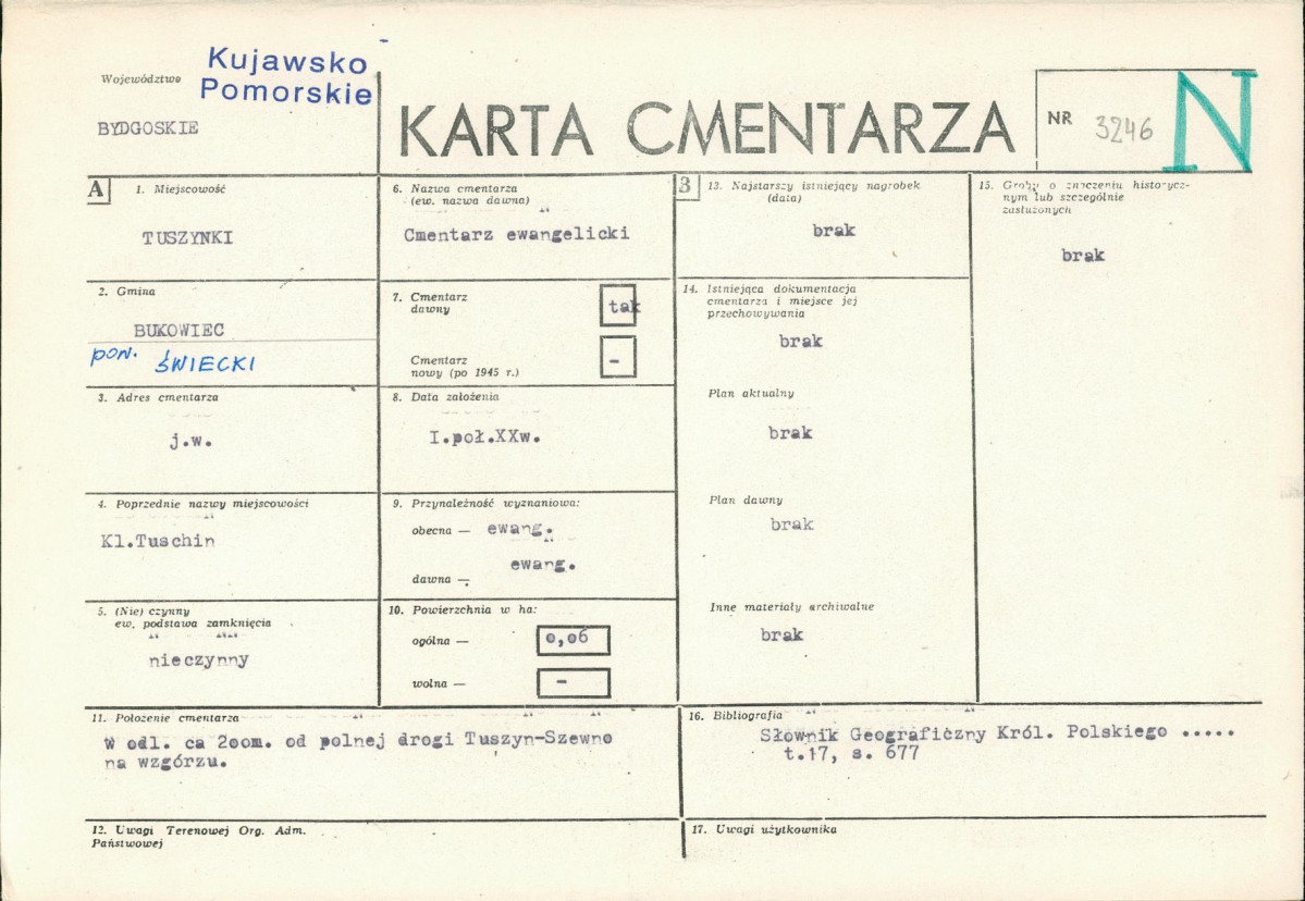 KC - Karta cmentarza, skan nr 1