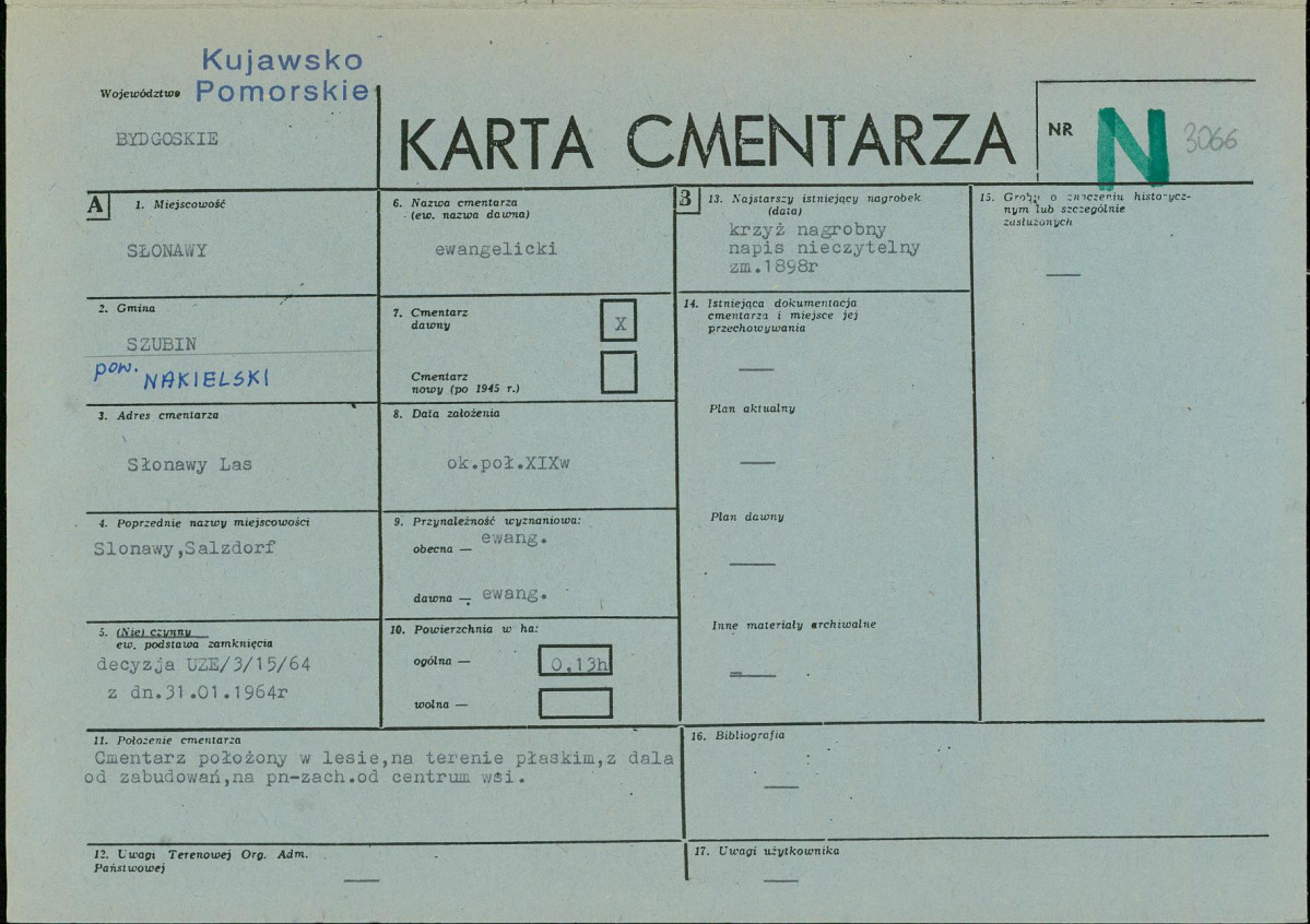 KC - Karta cmentarza, skan nr 1