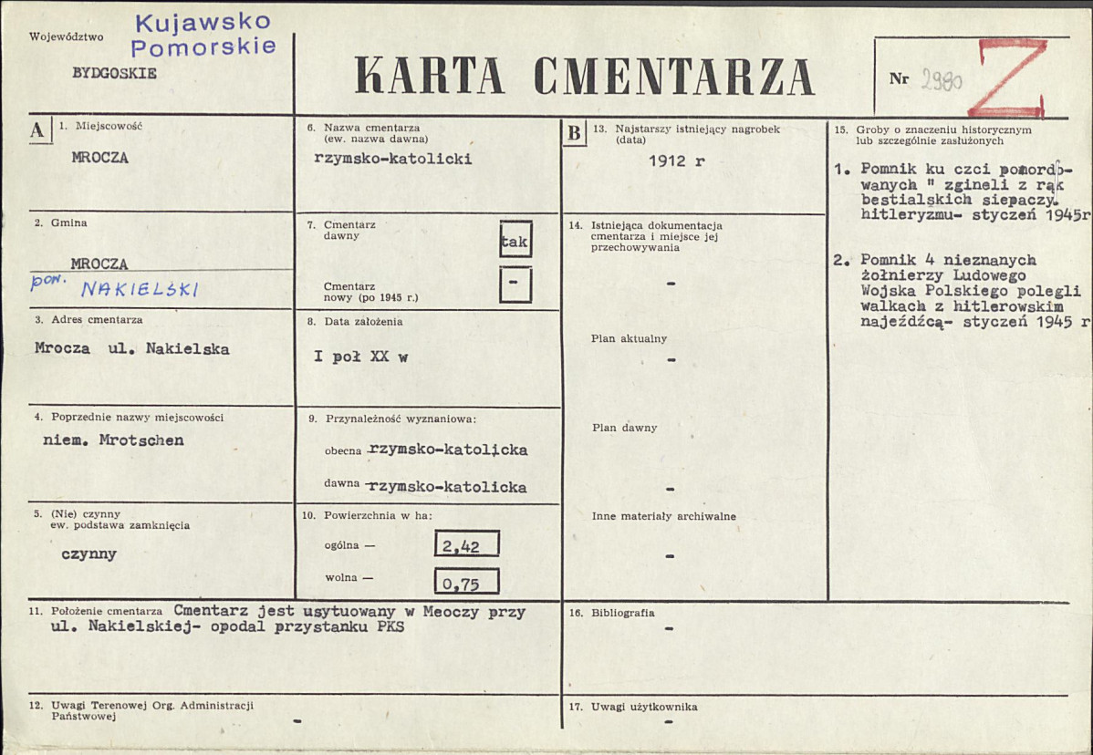 KC - Karta cmentarza, skan nr 1