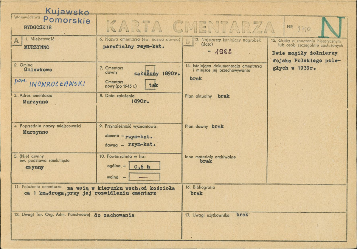 KC - Karta cmentarza, skan nr 1