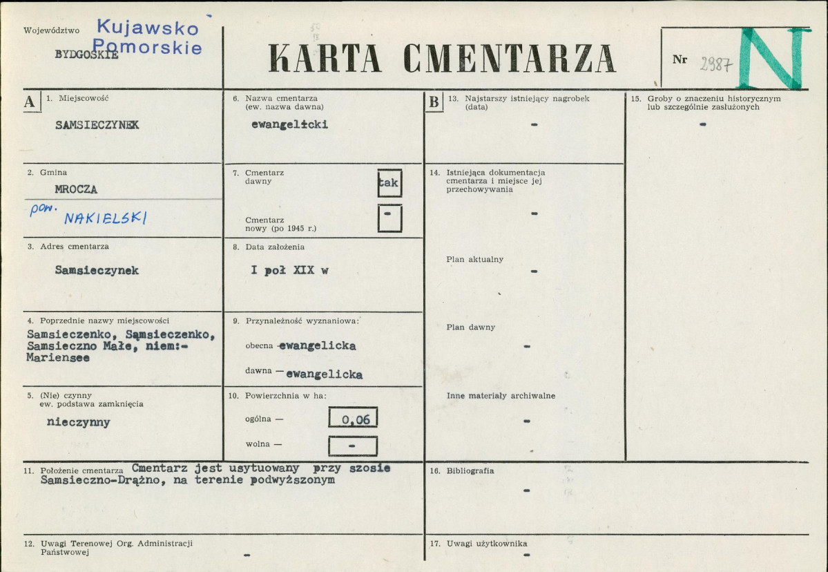 KC - Karta cmentarza, skan nr 1