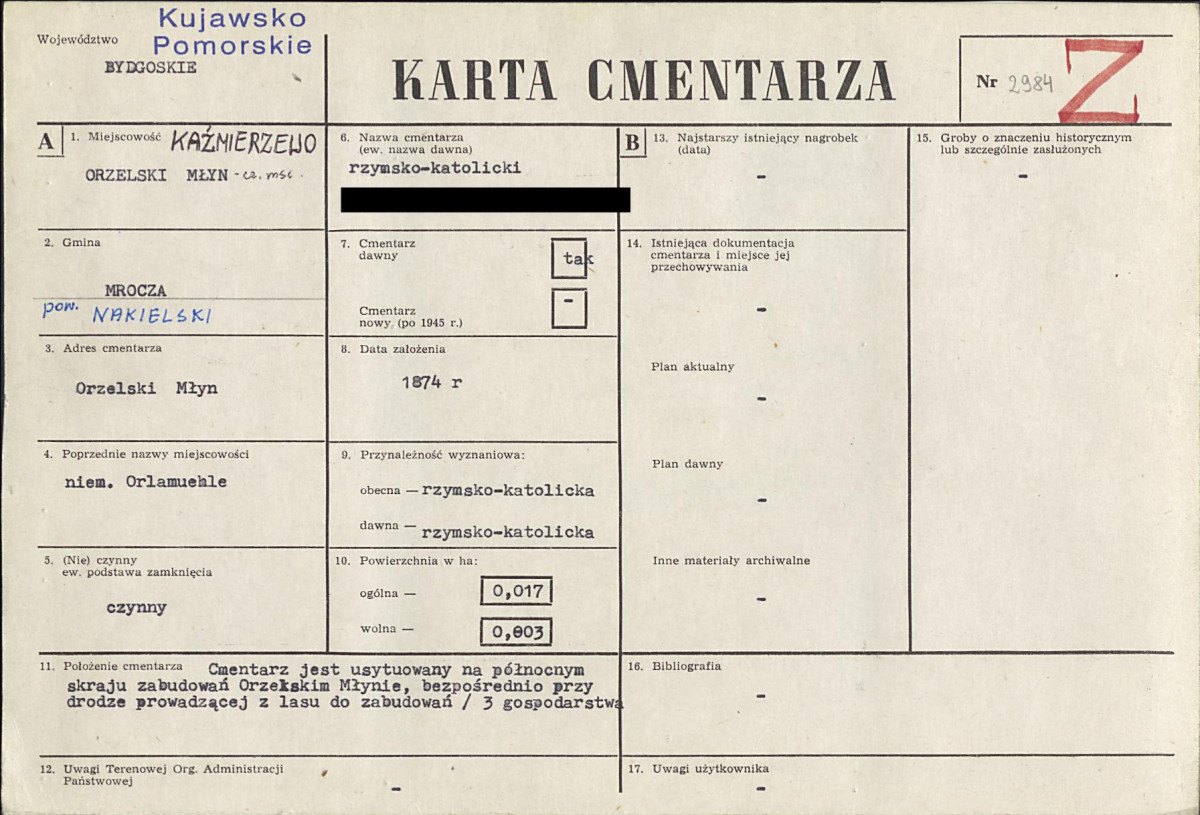 KC - Karta cmentarza, skan nr 1