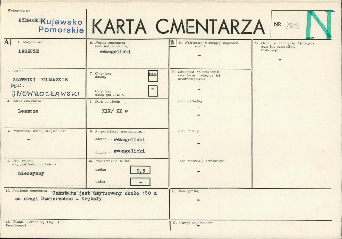 KC - Karta cmentarza, skan nr 1