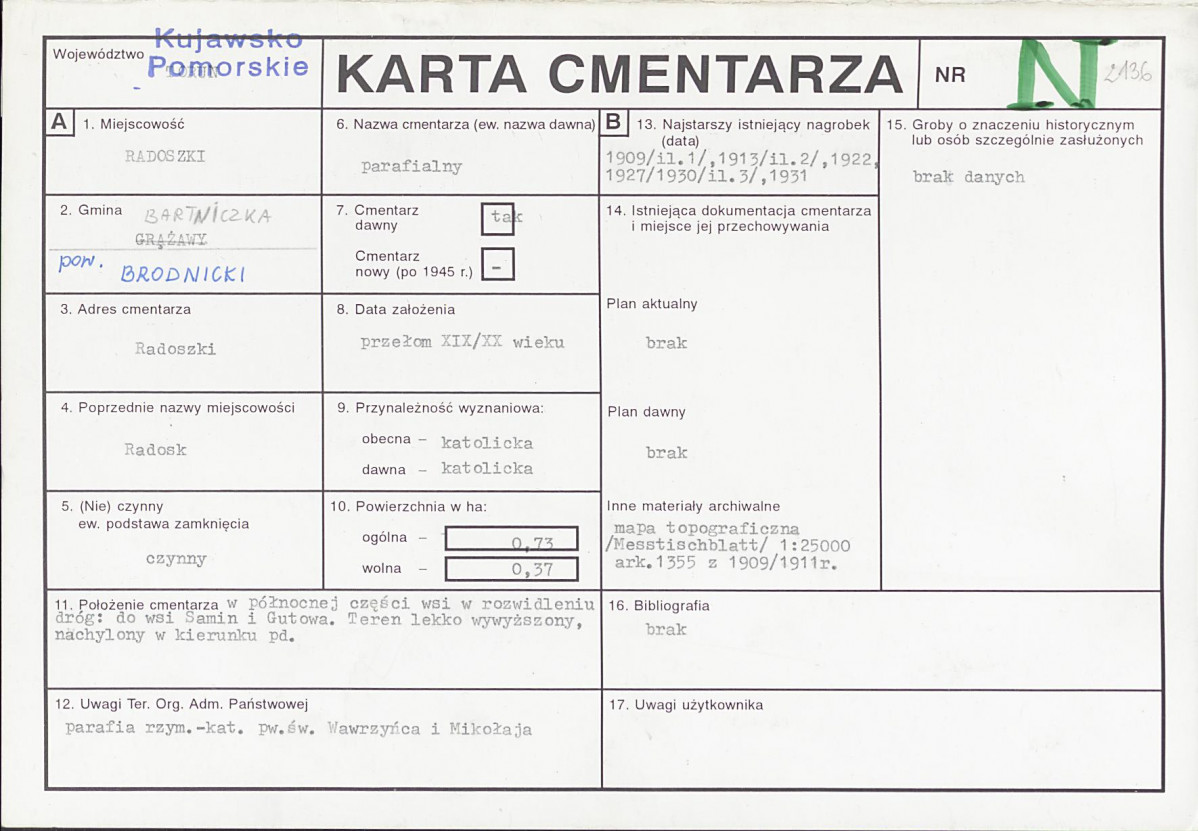 KC - Karta cmentarza, skan nr 1
