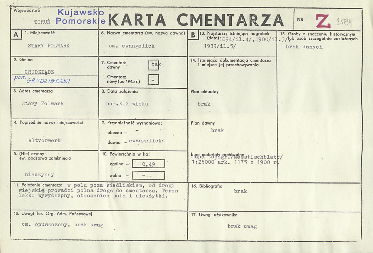 KC - Karta cmentarza, skan nr 1