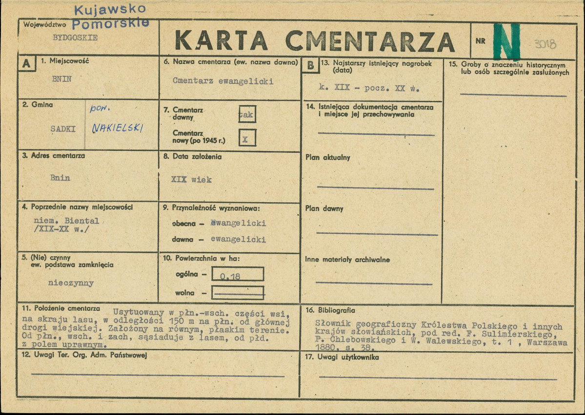 KC - Karta cmentarza, skan nr 1