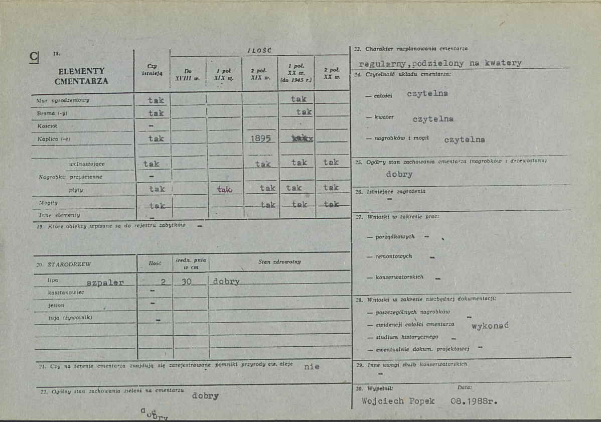Karta cmentarza, skan nr 2
