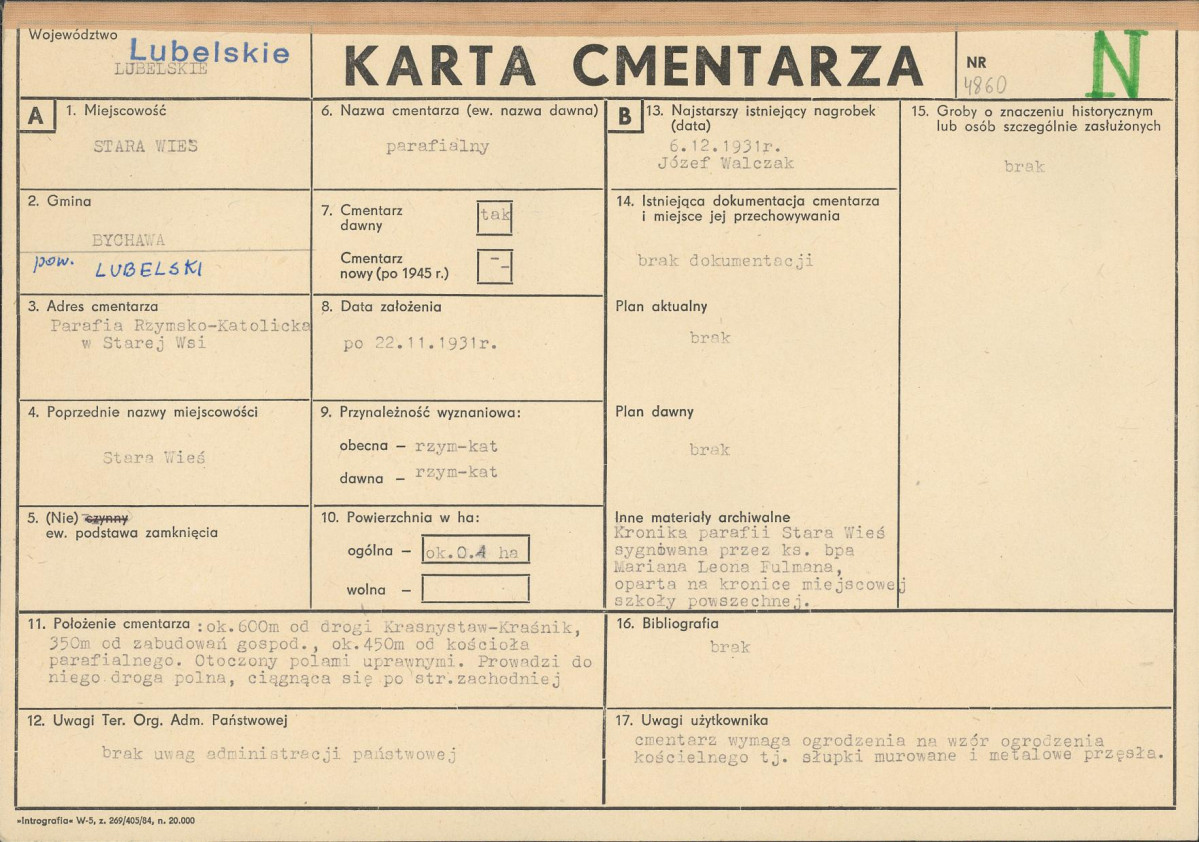 KC - Karta cmentarza, skan nr 1