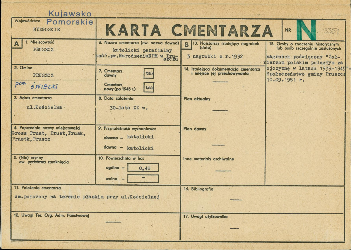 KC - Karta cmentarza, skan nr 1