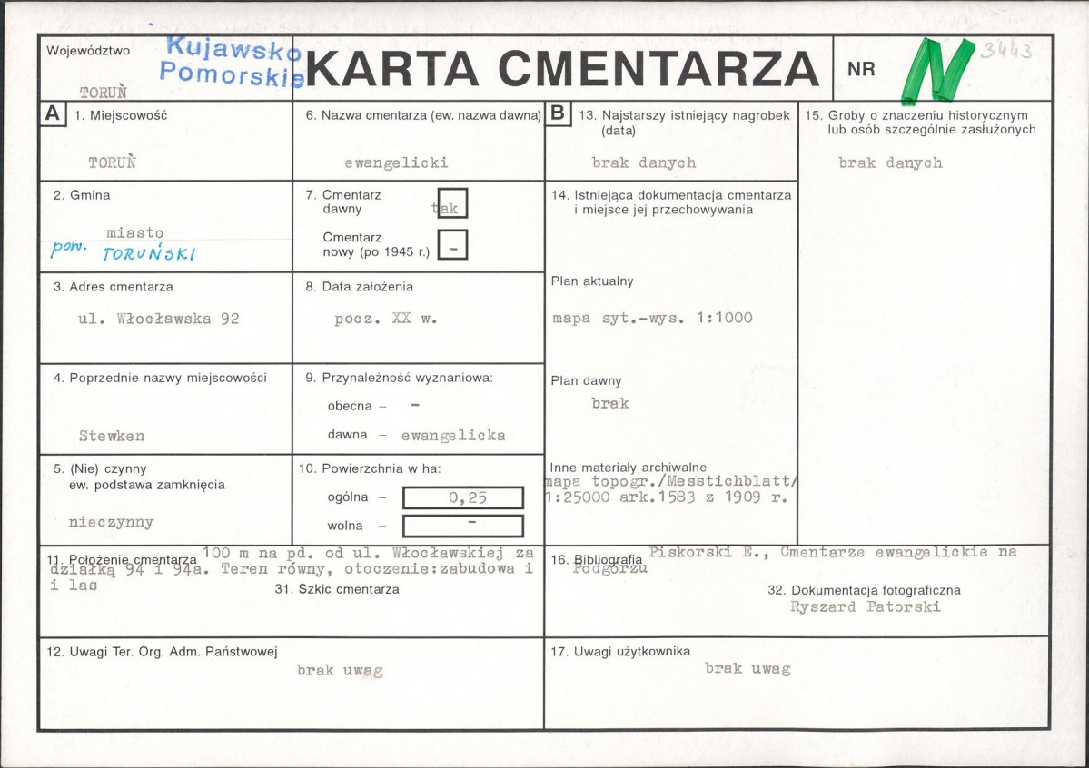 Karta cmentarza, skan nr 1