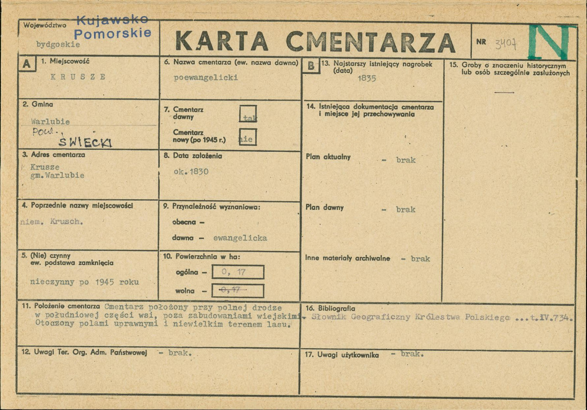 KC - Karta cmentarza, skan nr 1