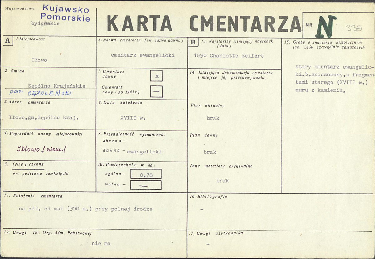 KC - Karta cmentarza, skan nr 1