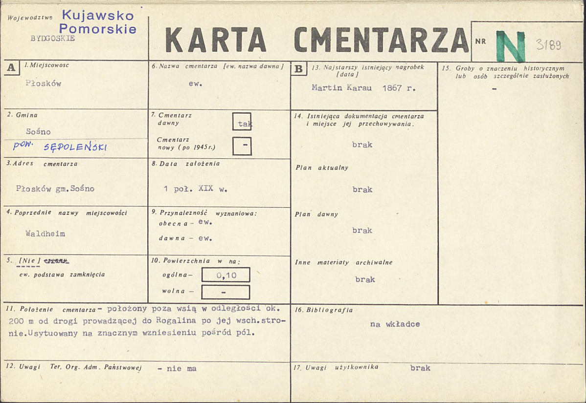 KC - Karta cmentarza, skan nr 1