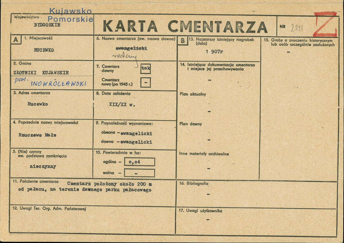 KC - Karta cmentarza, skan nr 1
