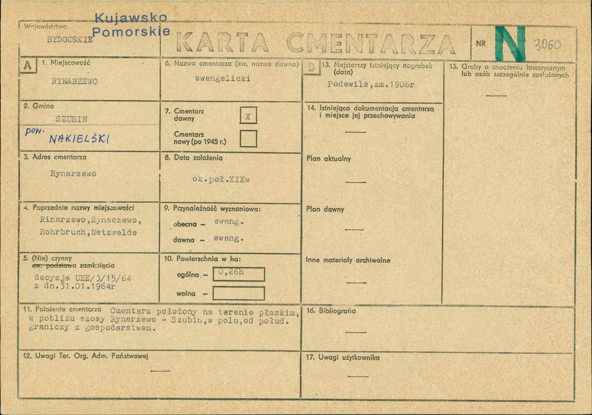 KC - Karta cmentarza, skan nr 1