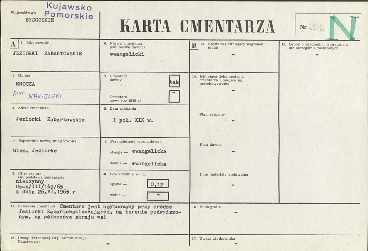 KC - Karta cmentarza, skan nr 1