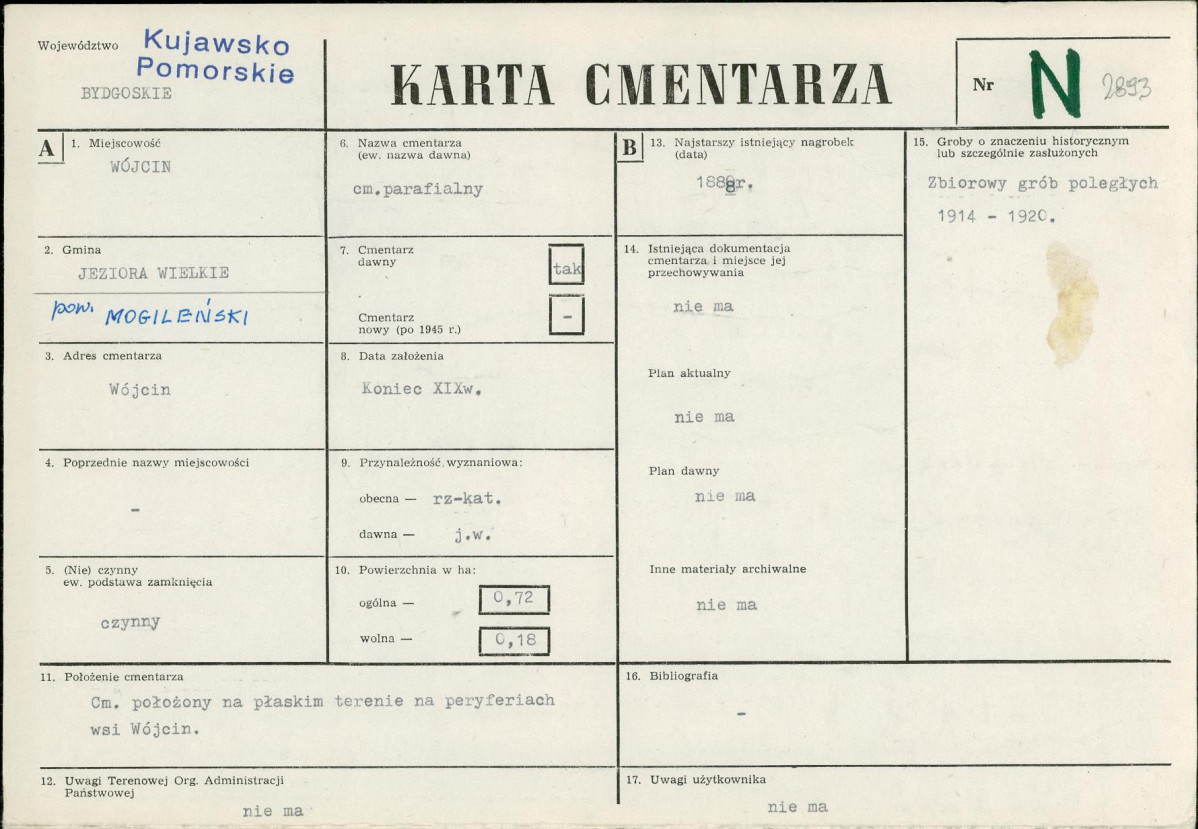 KC - Karta cmentarza, skan nr 1