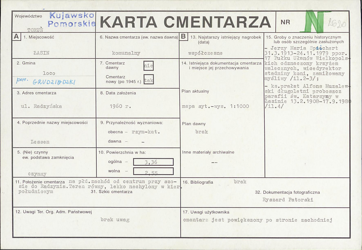 KC - Karta cmentarza, skan nr 1
