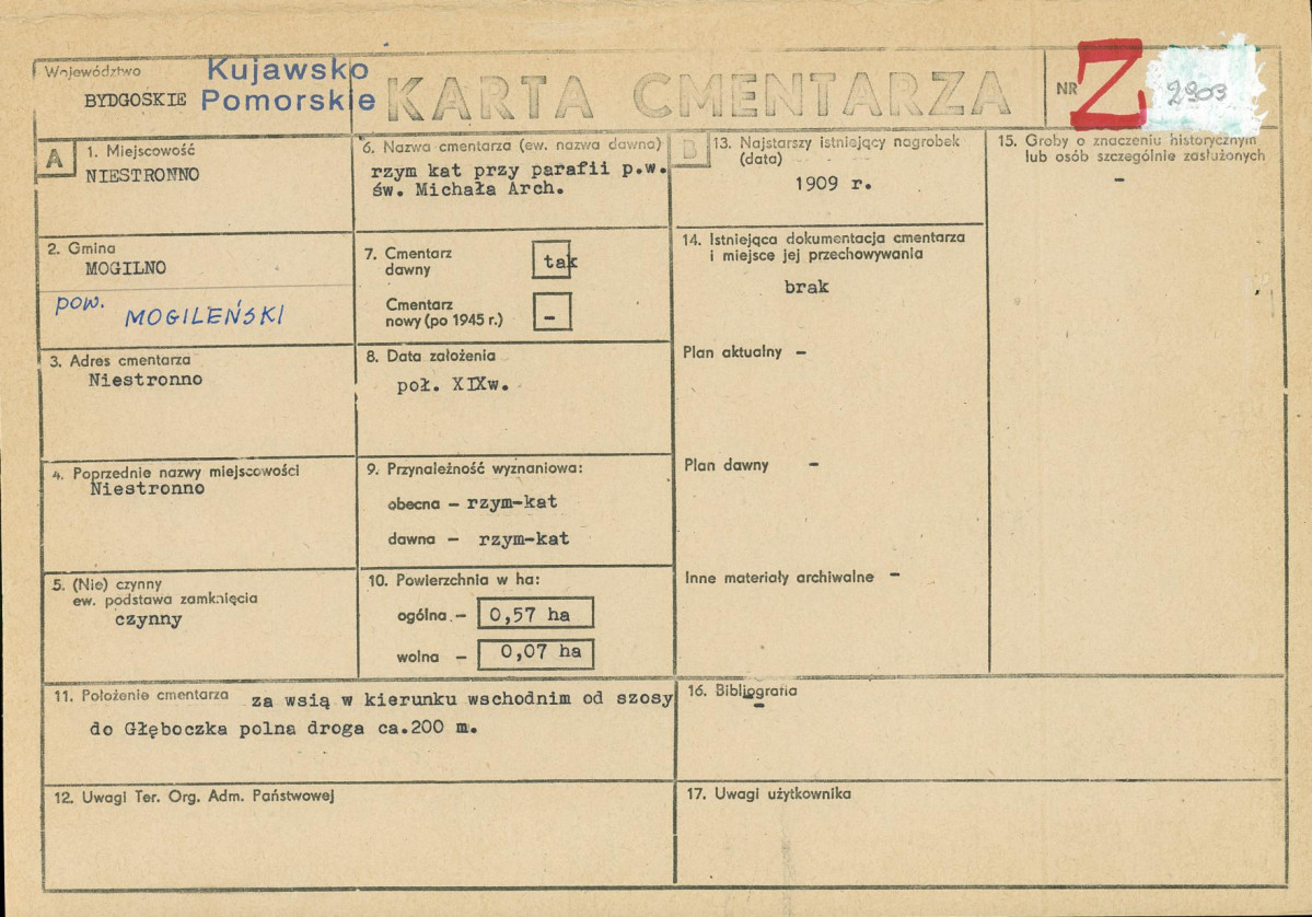 KC - Karta cmentarza, skan nr 1