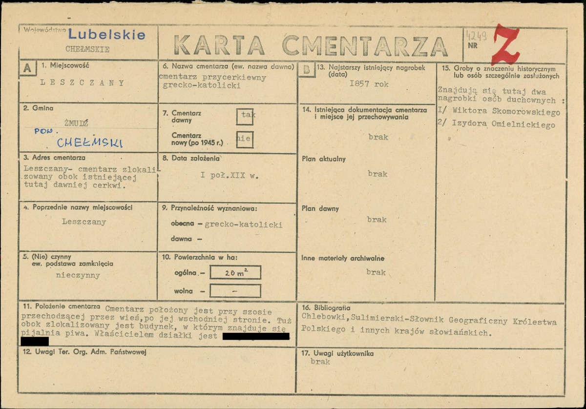 KC - Karta cmentarza, skan nr 1