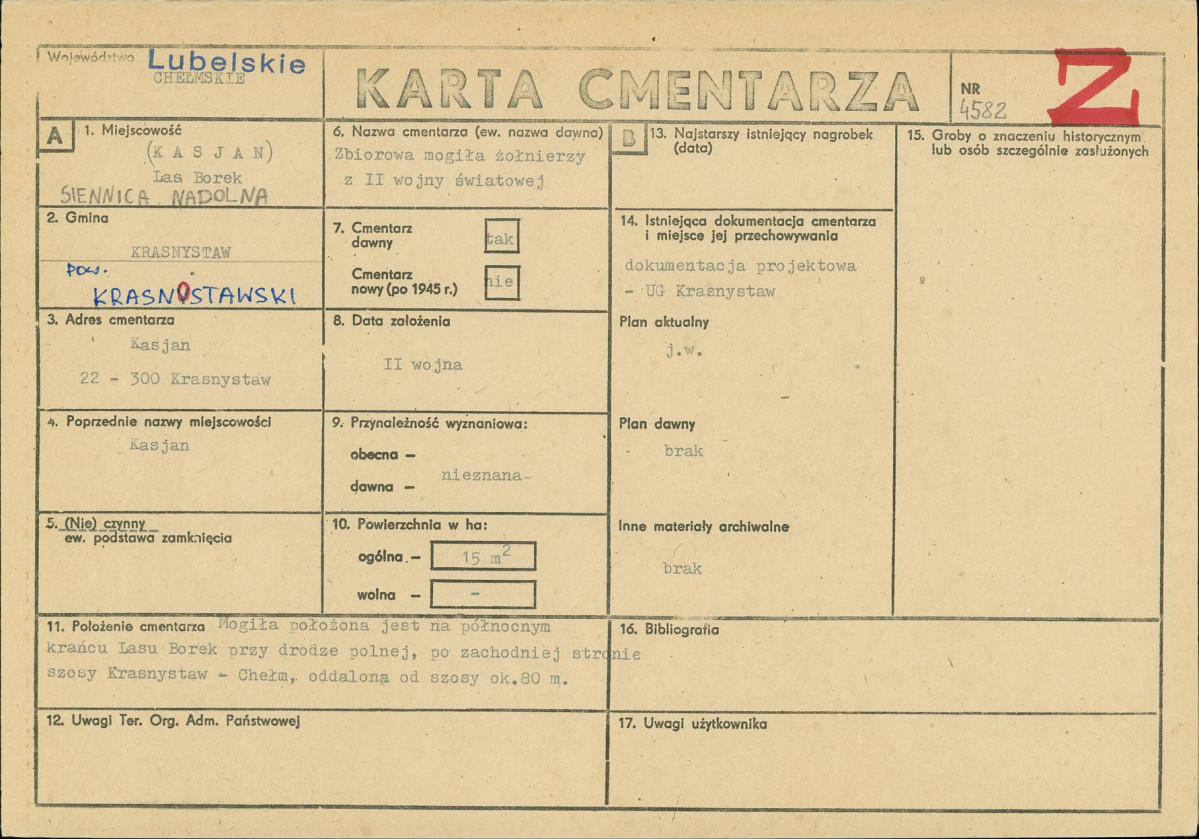 KC - Karta cmentarza, skan nr 1
