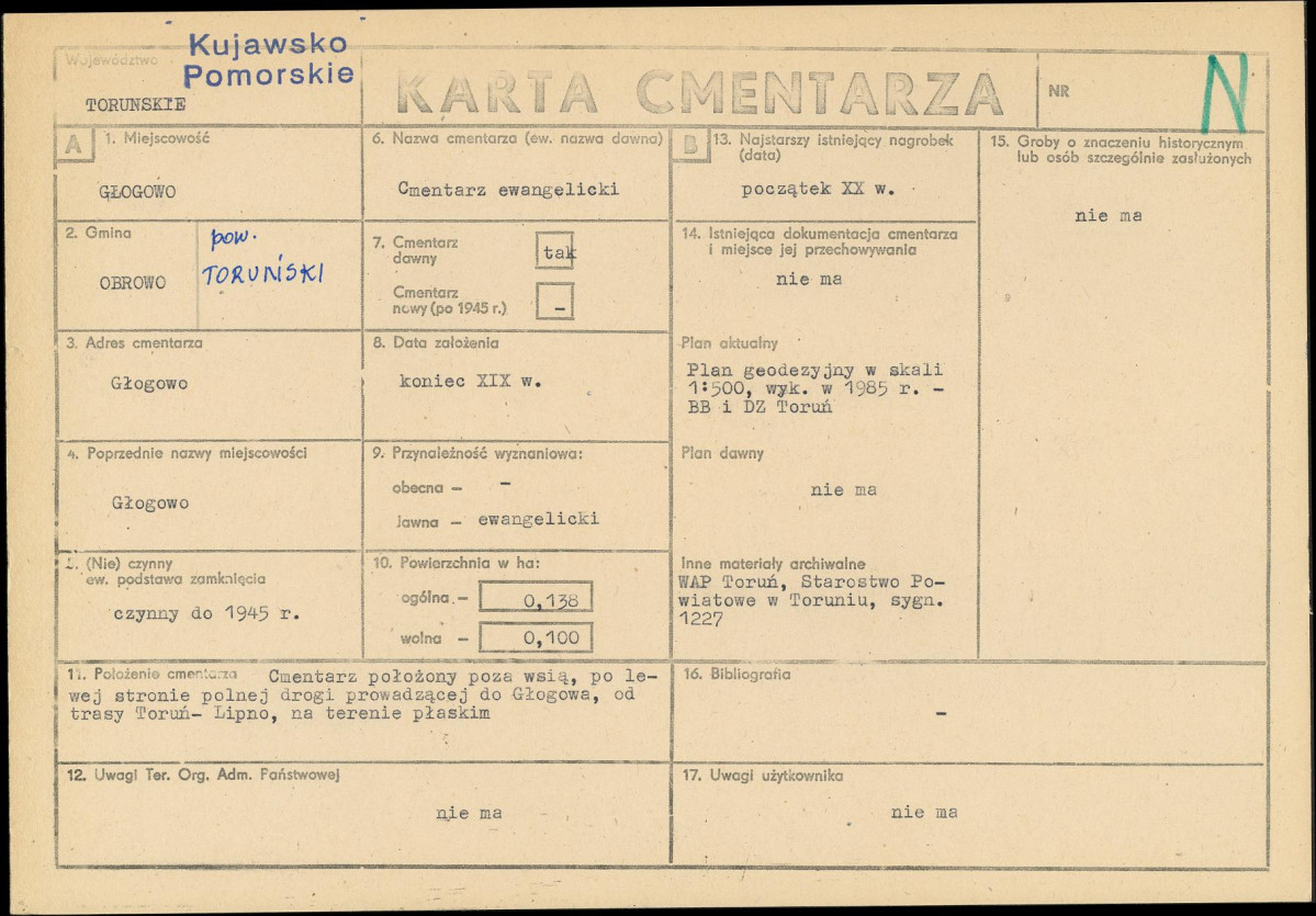 KC - Karta cmentarza, skan nr 1