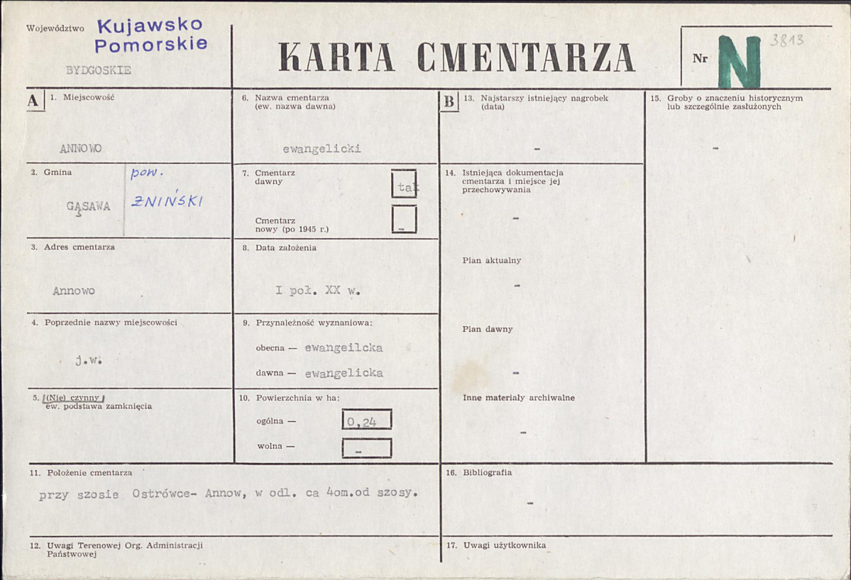 KC - Karta cmentarza, skan nr 1