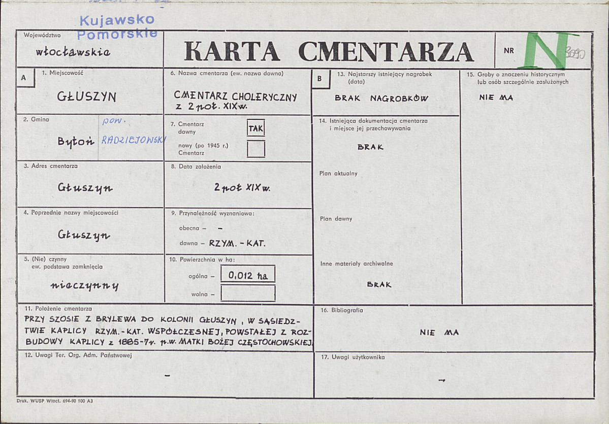 KC - Karta cmentarza, skan nr 1