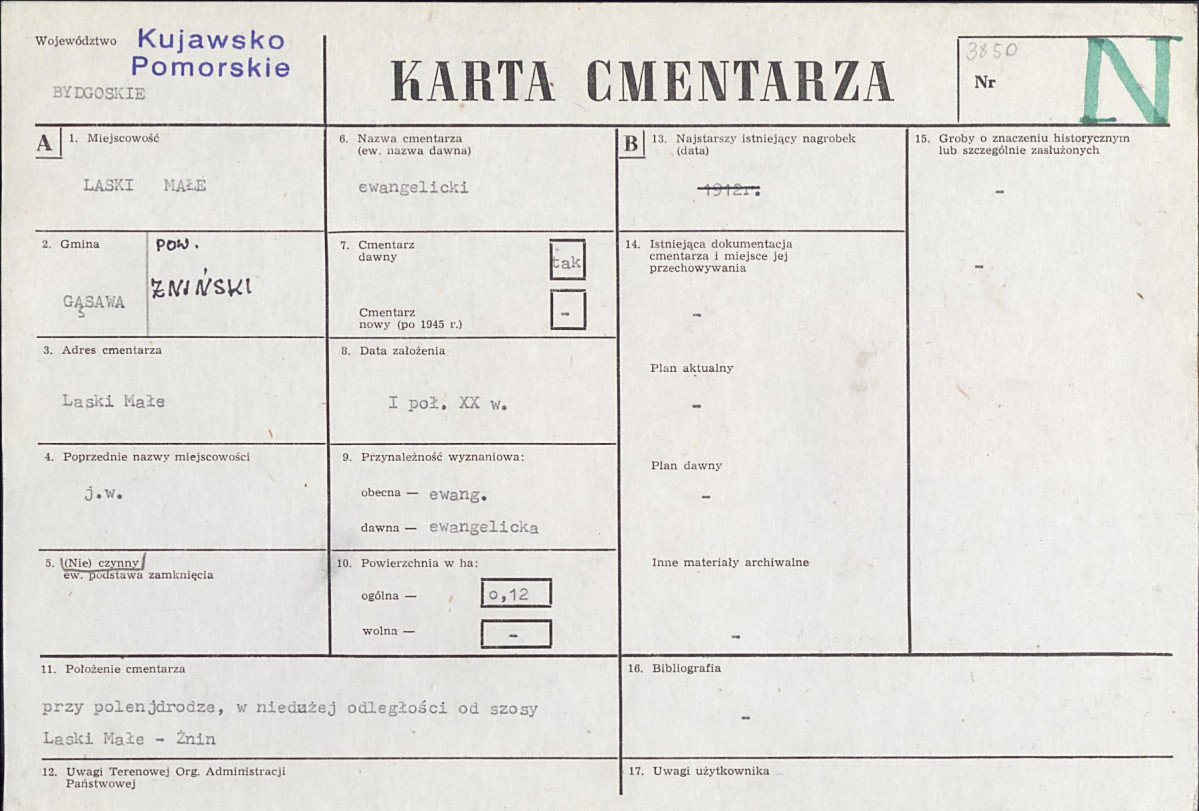 KC - Karta cmentarza, skan nr 1