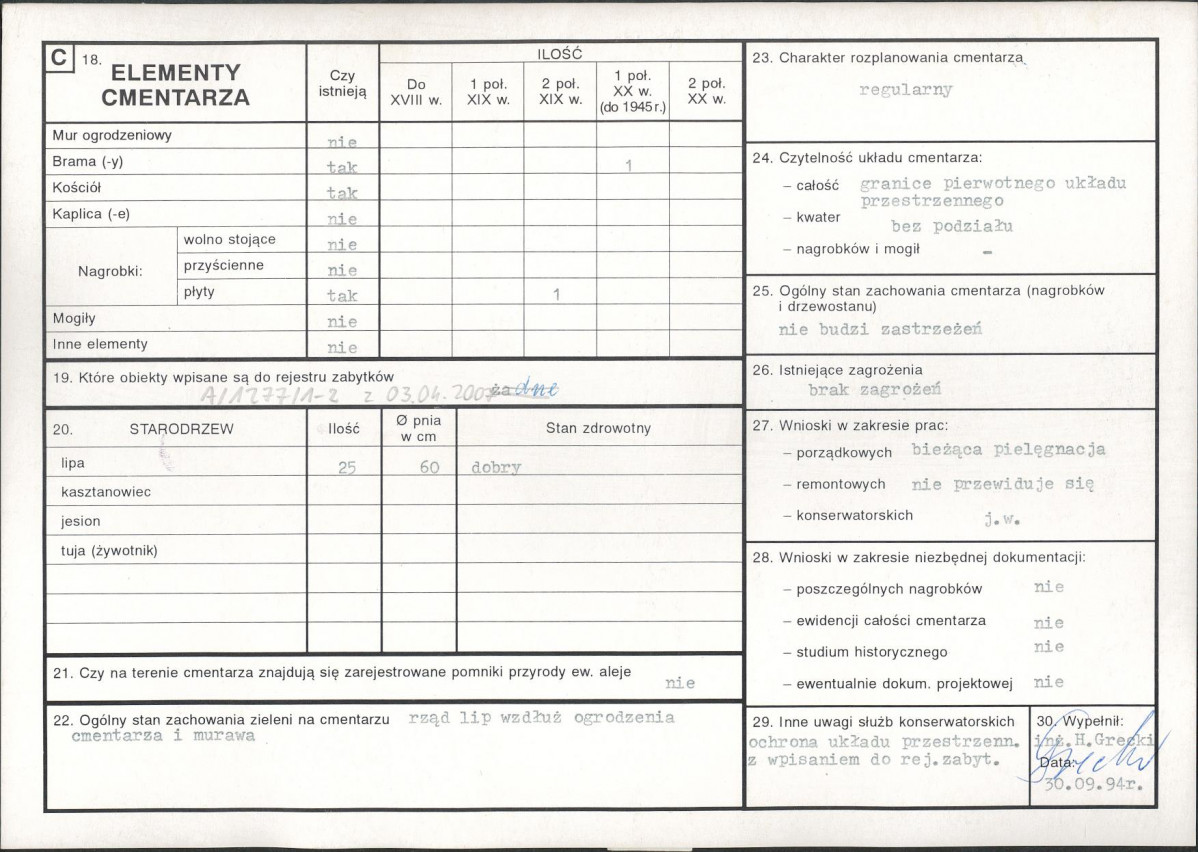 KC - Karta cmentarza, skan nr 2