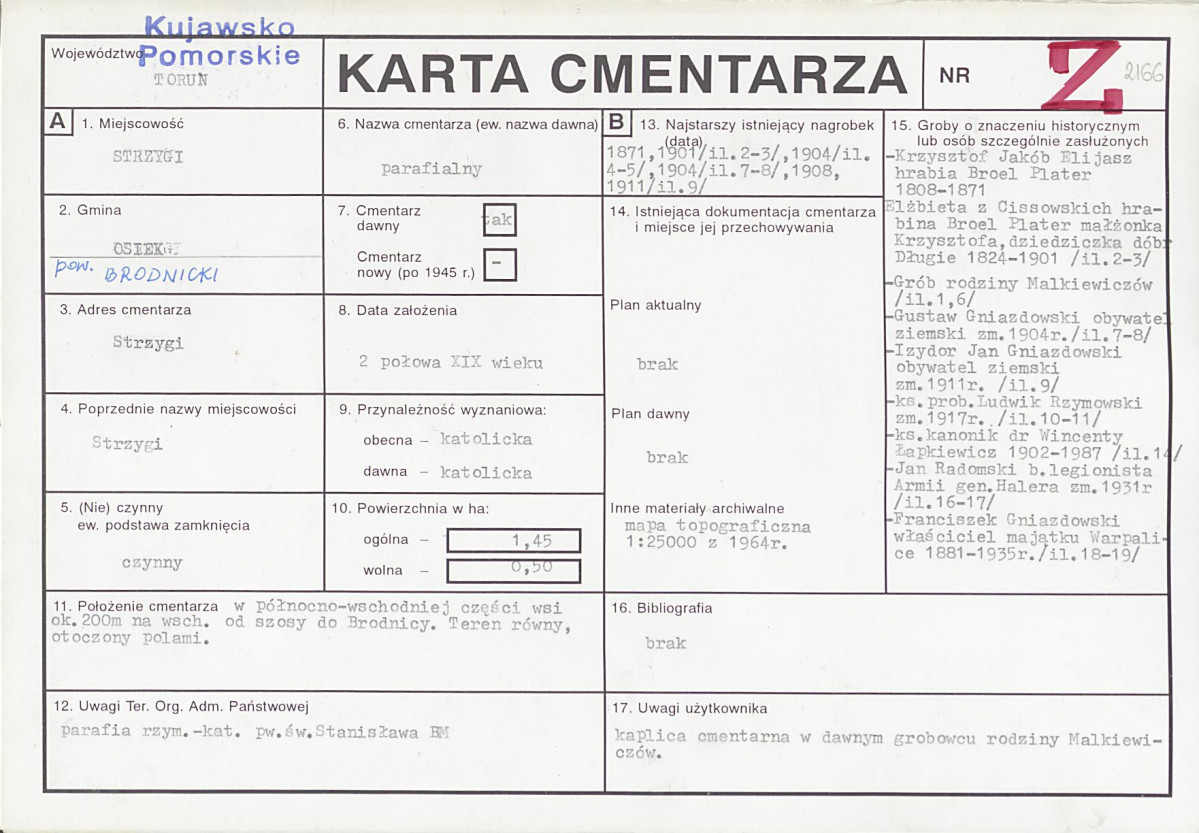 KC - Karta cmentarza, skan nr 1