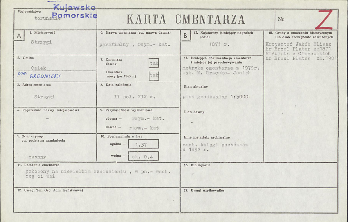 KC - Karta cmentarza, skan nr 1