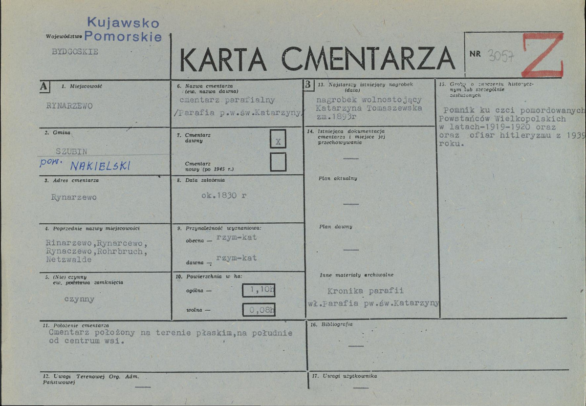 KC - Karta cmentarza, skan nr 1