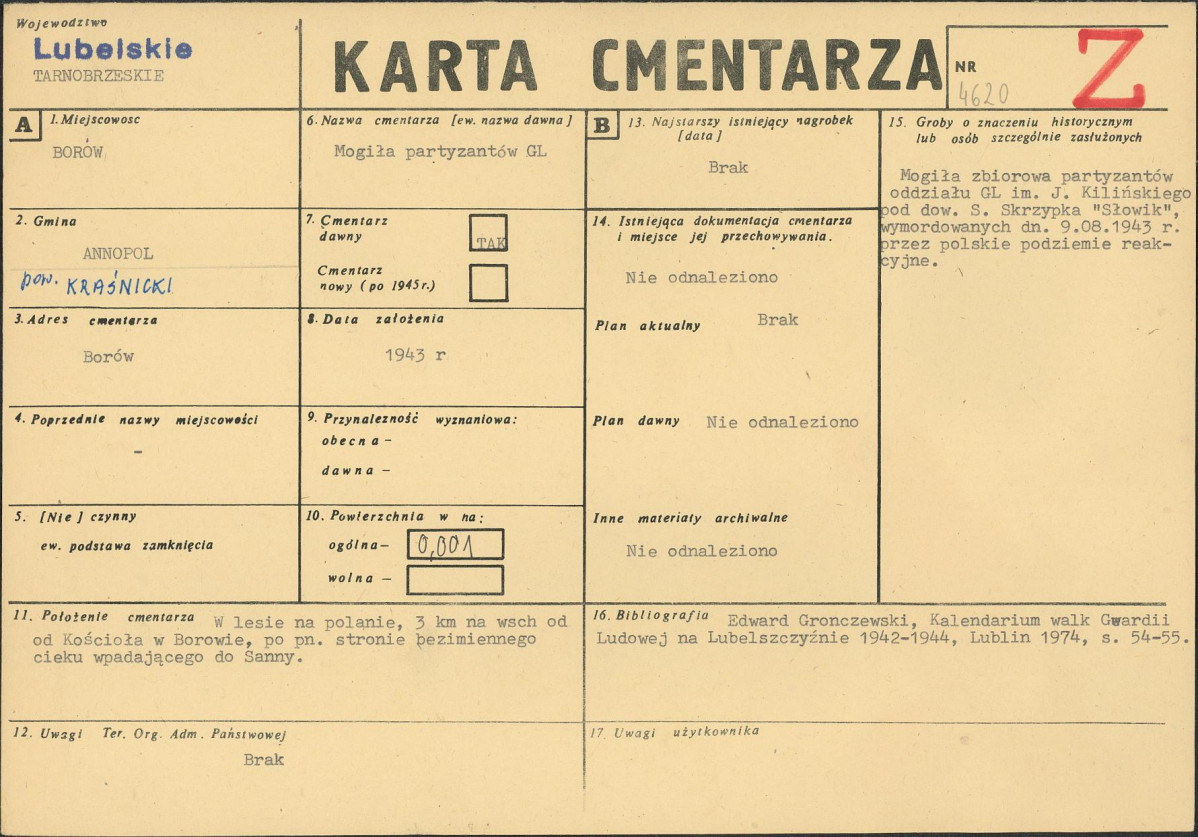 KC - Karta cmentarza, skan nr 1