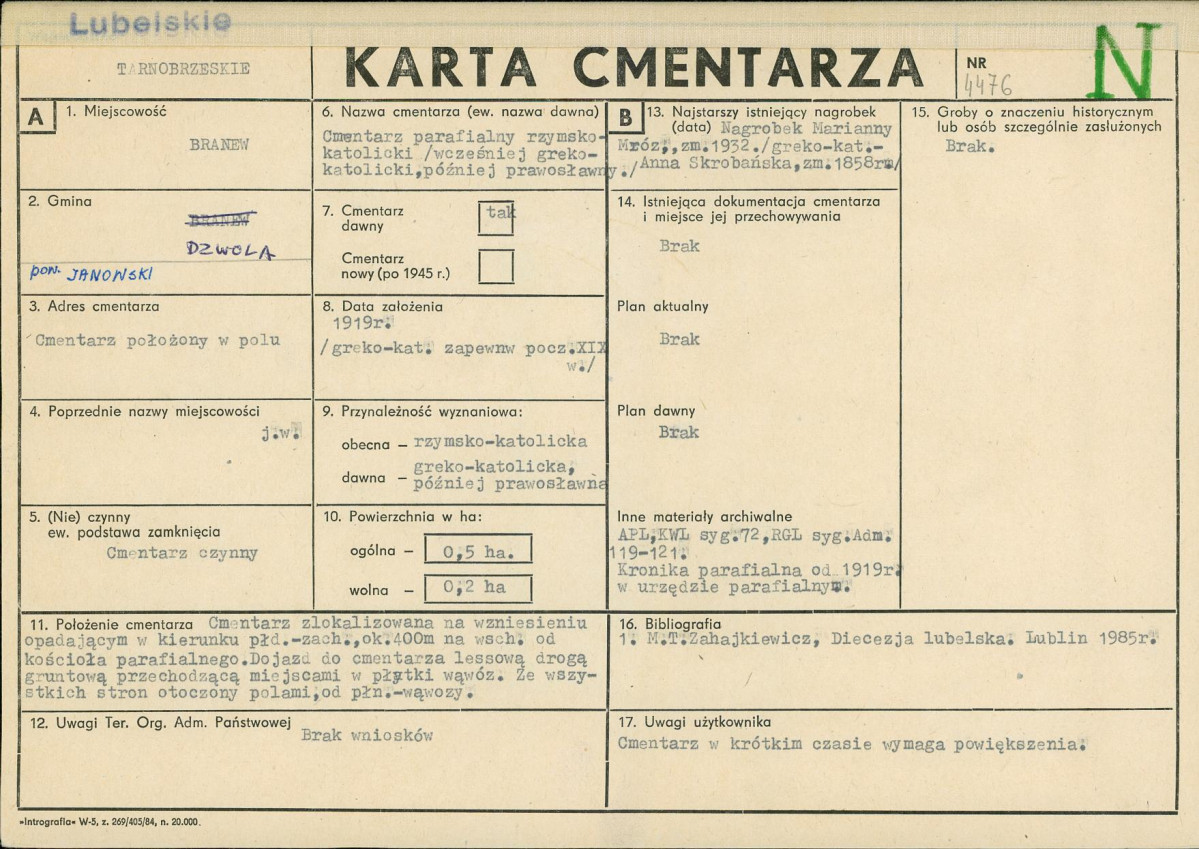 KC - Karta cmentarza, skan nr 1