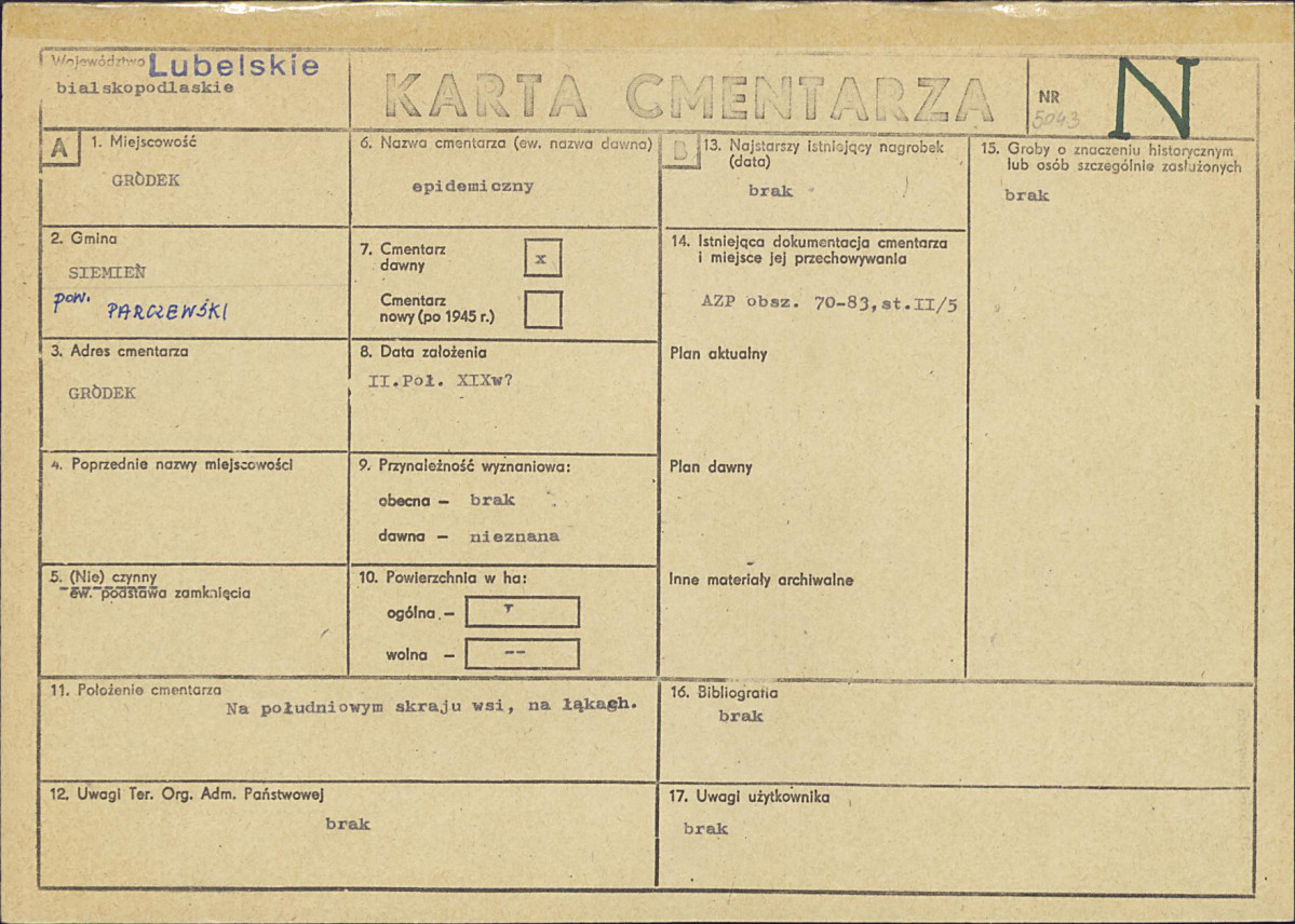 KC - Karta cmentarza, skan nr 1